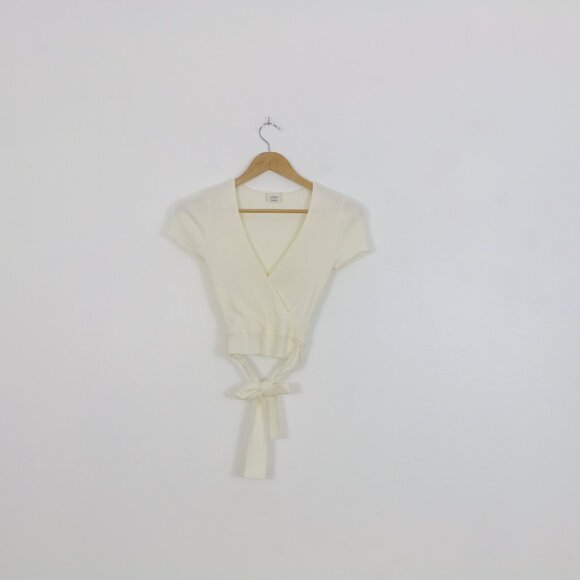 *Wilfred all tied up sweater Short-sleeve wrap white sweater - Picture 4 of 8